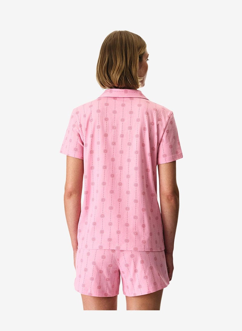 Penti Women Pink Stardust Short Sleeve Shirt Shorts Pink Set - Image 4