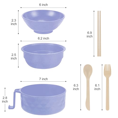 RORBAM Microwave Ramen Cooker,Ramen Bowl Set,Microwave Noodle Bowl With Chopsticks and Spoon, College Dorm Room Essentials for Girls for Boys, Apartment Essentials, BPA-Free. (light purple) - Image 2