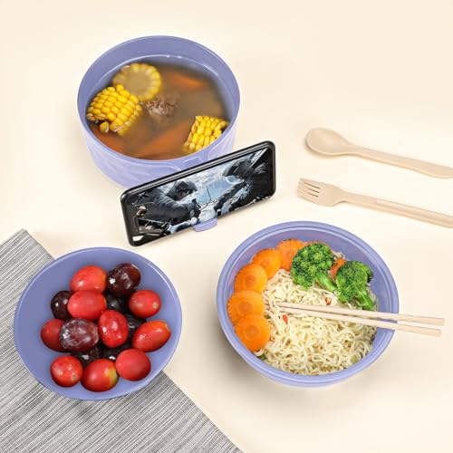 RORBAM Microwave Ramen Cooker,Ramen Bowl Set,Microwave Noodle Bowl With Chopsticks and Spoon, College Dorm Room Essentials for Girls for Boys, Apartment Essentials, BPA-Free. (light purple) - Image 3