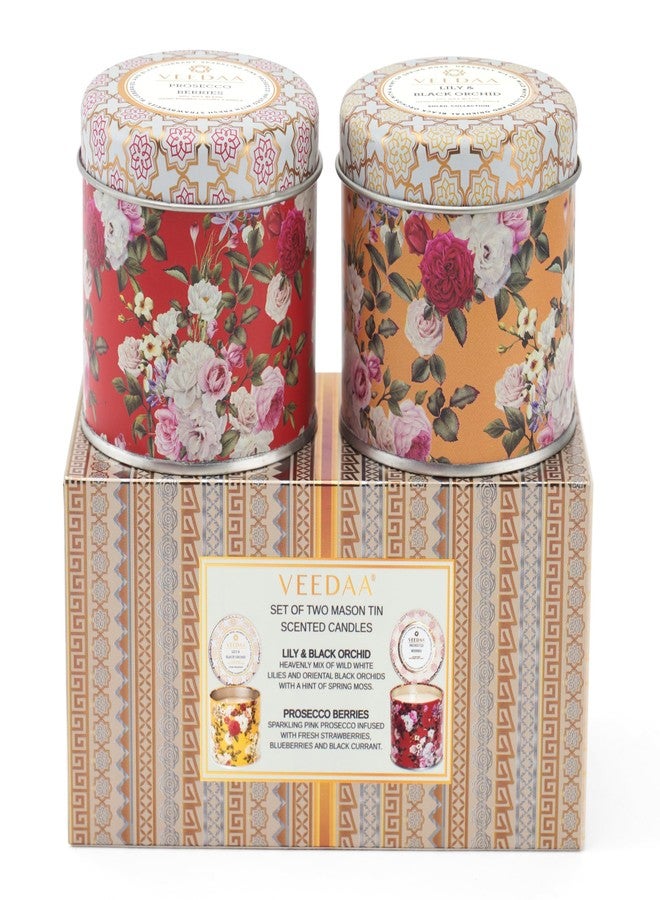 VEEDAA Scented Candles Duo Gift Set 600 gm | Lily Black Orchid and Prosecco Berries | 300 gm Each, Soy Wax Eco Friendly - Image 2