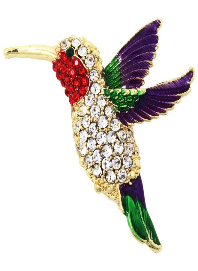 echomerx Large Hummingbird Crystal Brooch Pin with Sparkly Multicolor Rhinestones, Unique Bird Costume Jewelry or Hummingbird Gift for Women - Image 1