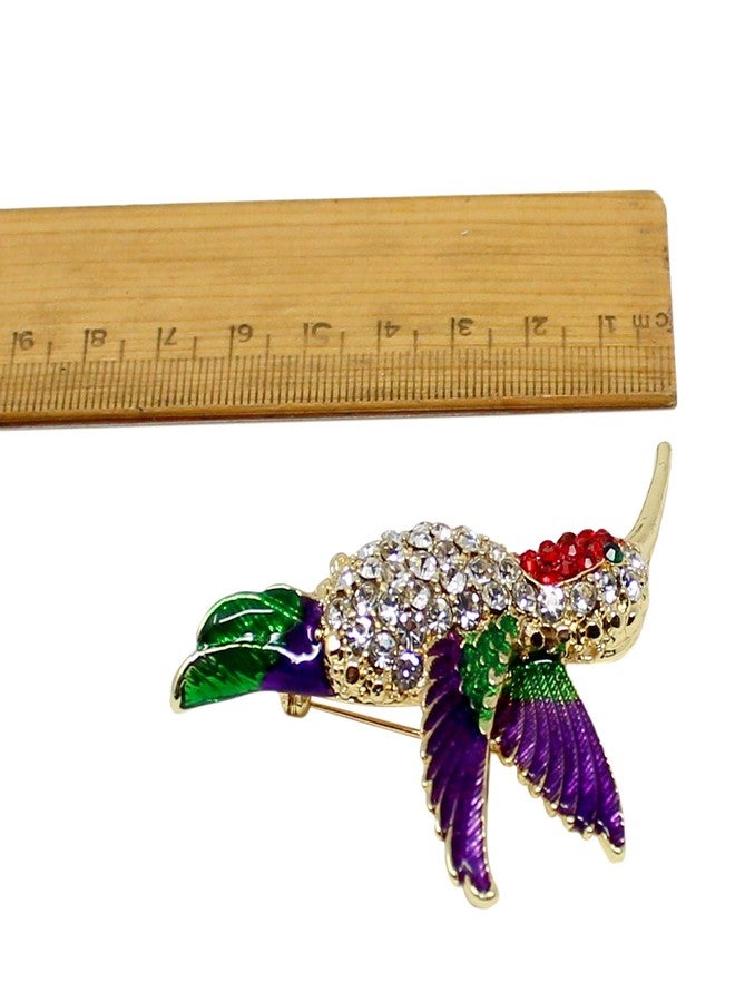 echomerx Large Hummingbird Crystal Brooch Pin with Sparkly Multicolor Rhinestones, Unique Bird Costume Jewelry or Hummingbird Gift for Women - Image 4