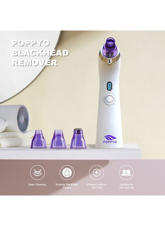 POPPYO - Blackhead Remover Poppyo Blackhead Vacuum Electric Facial Vacuum Cleaner Pore Vacuum Extractor Tool Comedo Removal Beauty Suction Device For Women(Purple) - Image 1