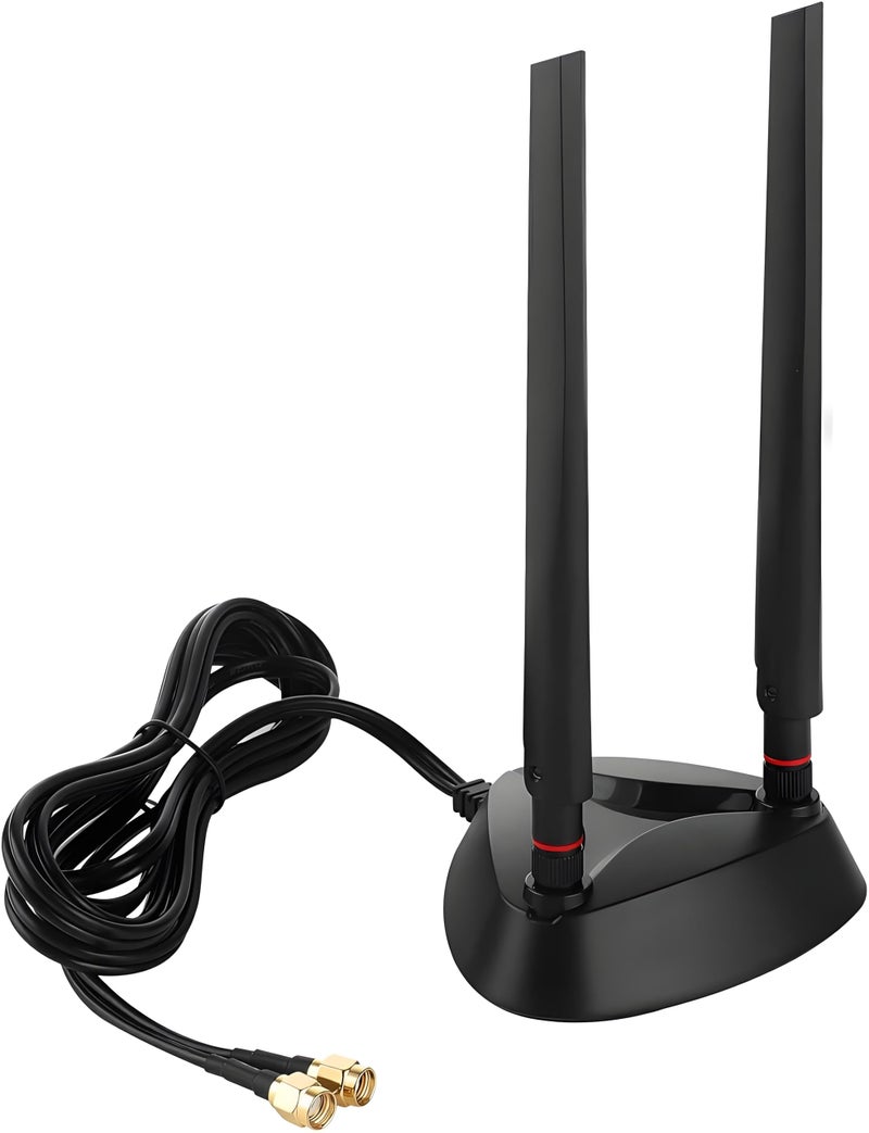 slinkdsco Long Range WiFi 6 6E Tri-Band Antenna 6GHz 5.8GHz 2.4GHz Magnetic Base Replacement Antenna for PC Desktop Computer Improve Bluetooth Range WiFi 6E Router Gaming Motherboard, Slinkdsco - Image 1