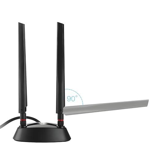slinkdsco Long Range WiFi 6 6E Tri-Band Antenna 6GHz 5.8GHz 2.4GHz Magnetic Base Replacement Antenna for PC Desktop Computer Improve Bluetooth Range WiFi 6E Router Gaming Motherboard, Slinkdsco - Image 3