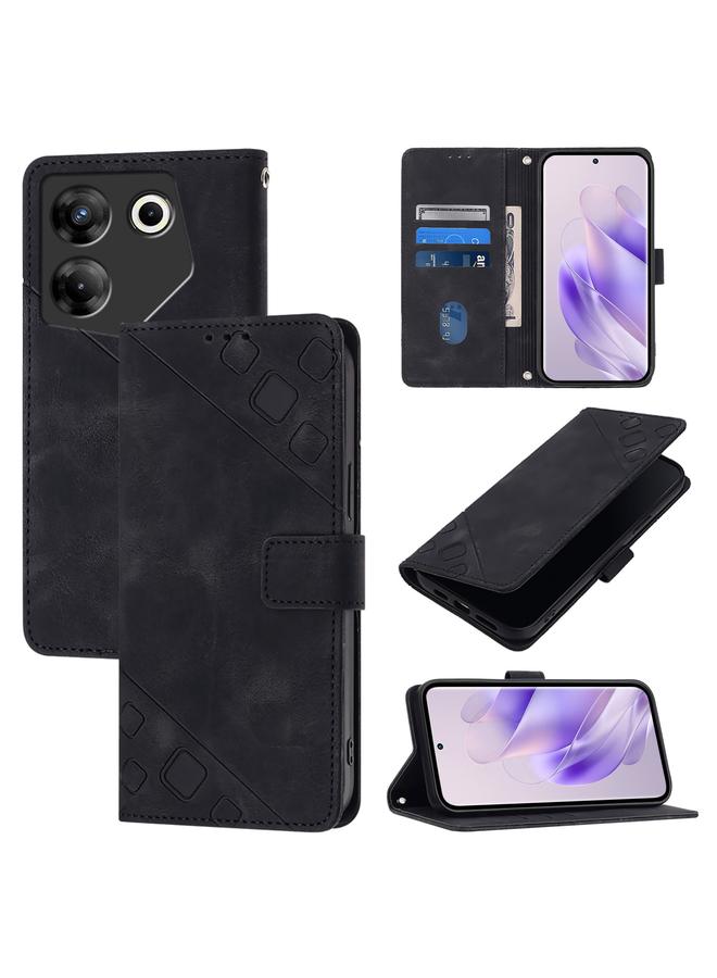 Zaboon For Tecno Camon 20 Pro 5G Skin Feel Embossed Leather Phone Case(Black) 