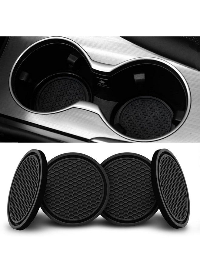 Hodaqe Car Cup Holder Coaster, 4pcs Universal Embedded Non-Slip Car Coasters, 2.75 inch PVC Cup Holder Insert Coasters, Car Accessories for Men and Women (Black, Pack of 2) - Image 1