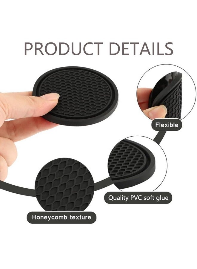 Hodaqe Car Cup Holder Coaster, 4pcs Universal Embedded Non-Slip Car Coasters, 2.75 inch PVC Cup Holder Insert Coasters, Car Accessories for Men and Women (Black, Pack of 2) - Image 3