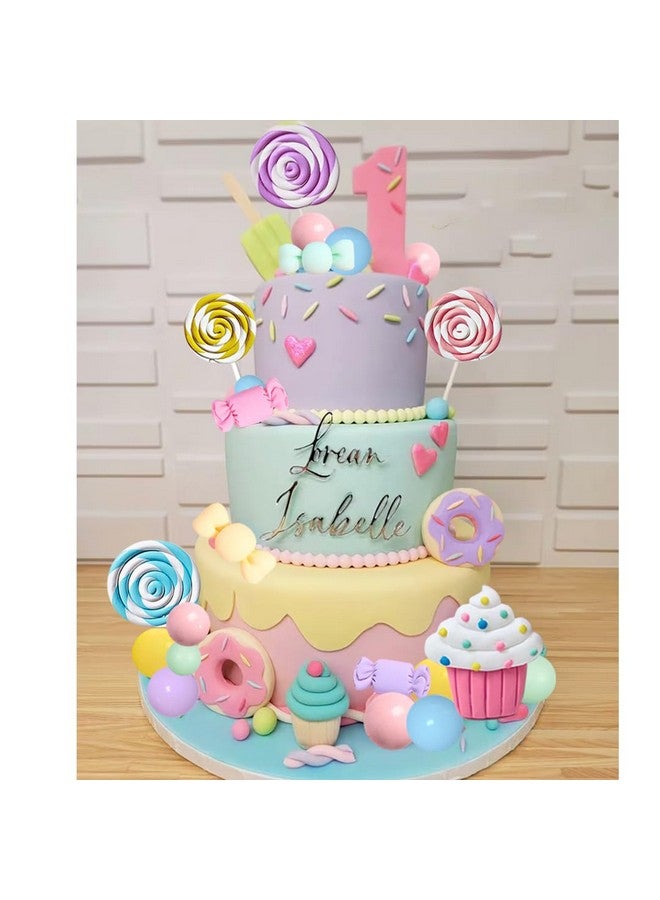 GmakCeder Candy Cake Topper Candyland Cake Topper with Lollipop Donut Ice Cream for Sweet Theme Cake - Image 4