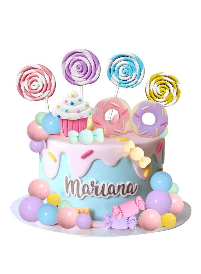 GmakCeder Candy Cake Topper Candyland Cake Topper with Lollipop Donut Ice Cream for Sweet Theme Cake - Image 1