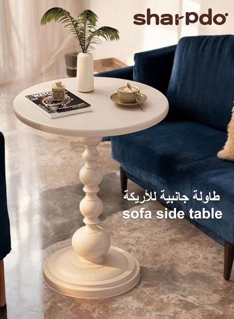 شاربدو طاولة جانبية على شكل أريكة عتيقة، طاولة قهوة خفيفة وفاخرة، لخدمة الضيوف، طاولة جانبية لغرفة المعيشة أو الشرفة أو غرفة النوم، مقاس 40*40*52 سم. - Image 1