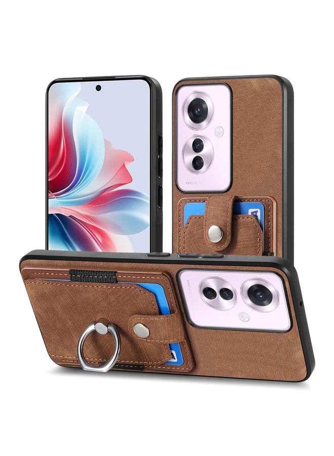 اس-توب جراب هاتف OPPO Reno11 F 5G بتصميم كلاسيكي مع حلقة للبطاقات وملمس ناعم - Image 2