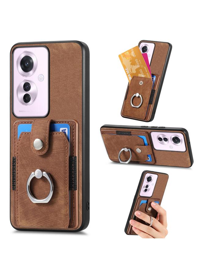 اس-توب جراب هاتف OPPO Reno11 F 5G بتصميم كلاسيكي مع حلقة للبطاقات وملمس ناعم - Image 1