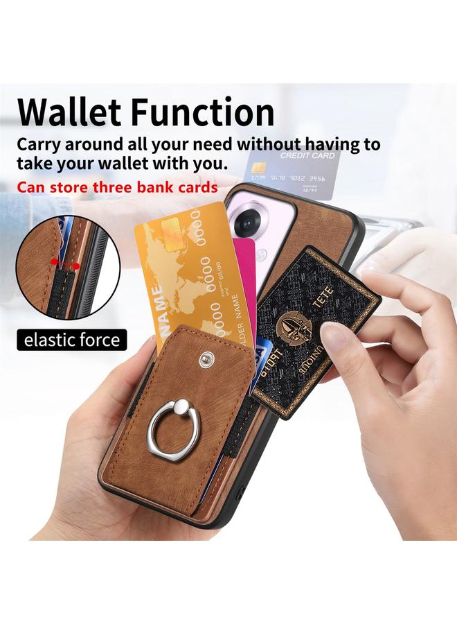 اس-توب جراب هاتف OPPO Reno11 F 5G بتصميم كلاسيكي مع حلقة للبطاقات وملمس ناعم - Image 4