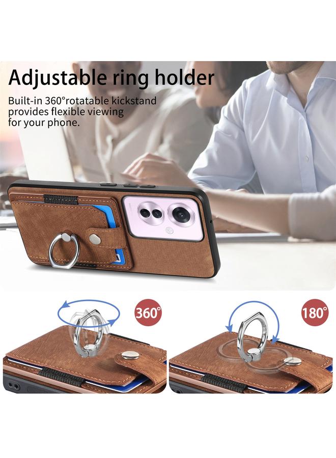 اس-توب جراب هاتف OPPO Reno11 F 5G بتصميم كلاسيكي مع حلقة للبطاقات وملمس ناعم - Image 5