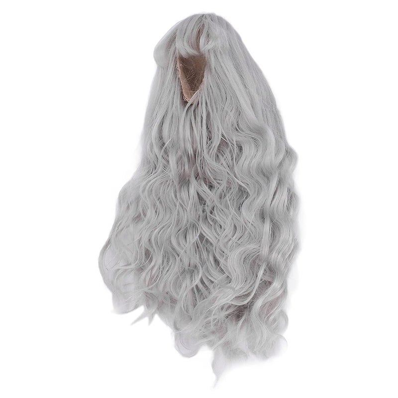 GLOGLOW Nan 1/3 BJD Doll Wig, Long Curly Silver Gray Fiber Hair, Ideal for 1/3 BJD Dolls for Creative Dress Up Handmade Materials - Image 4