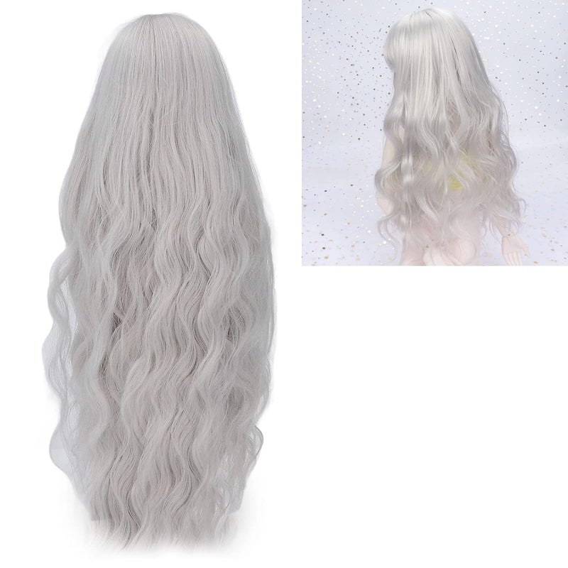 GLOGLOW Nan 1/3 BJD Doll Wig, Long Curly Silver Gray Fiber Hair, Ideal for 1/3 BJD Dolls for Creative Dress Up Handmade Materials - Image 3