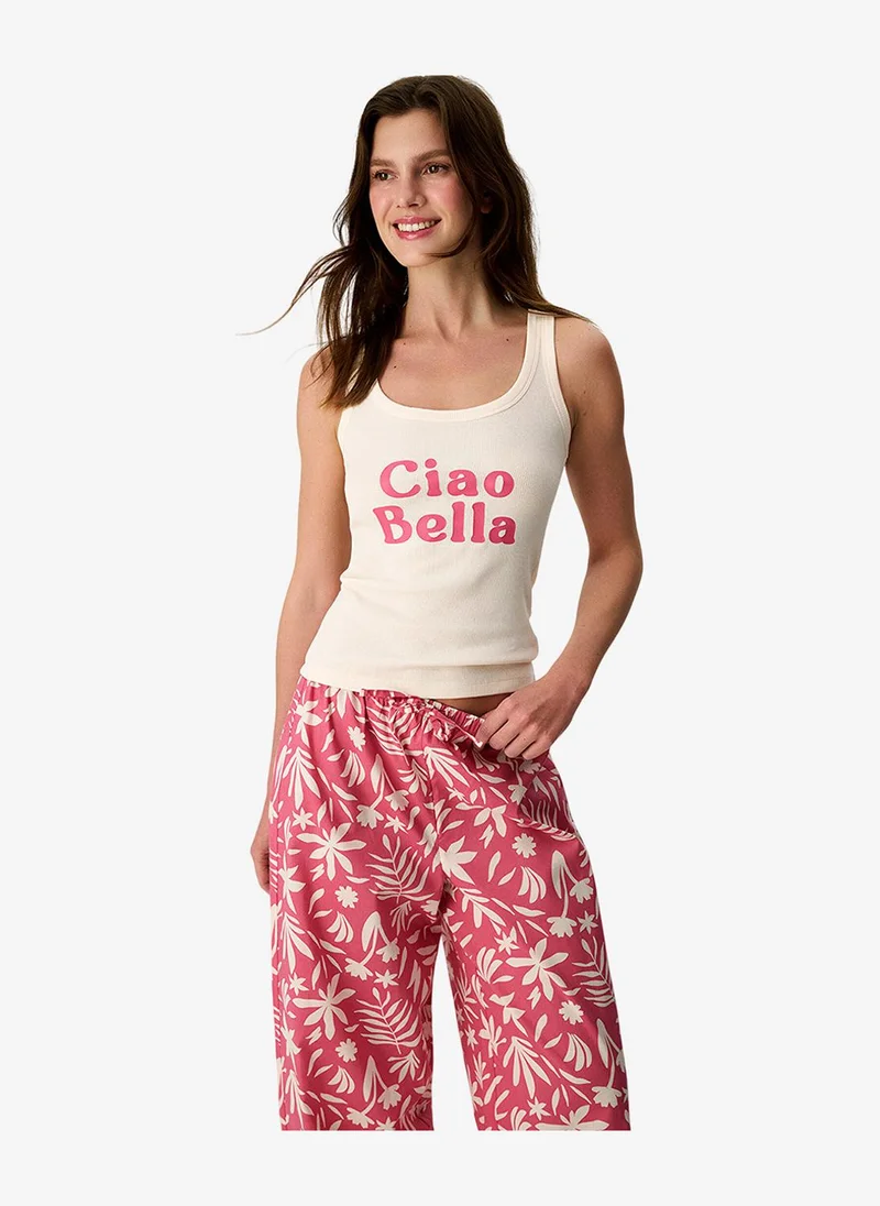 بنتي Women's Rose Sleeveless Cotton Pyjama Set with Pants
