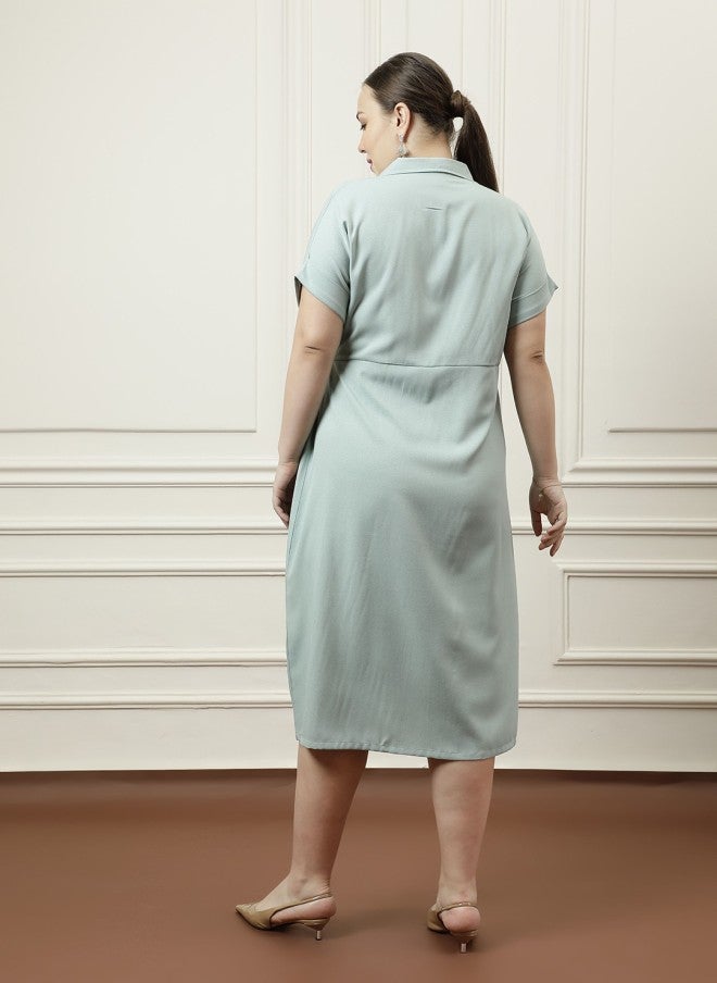 Athena Green Shirt Midi Dress for Women - Image 5