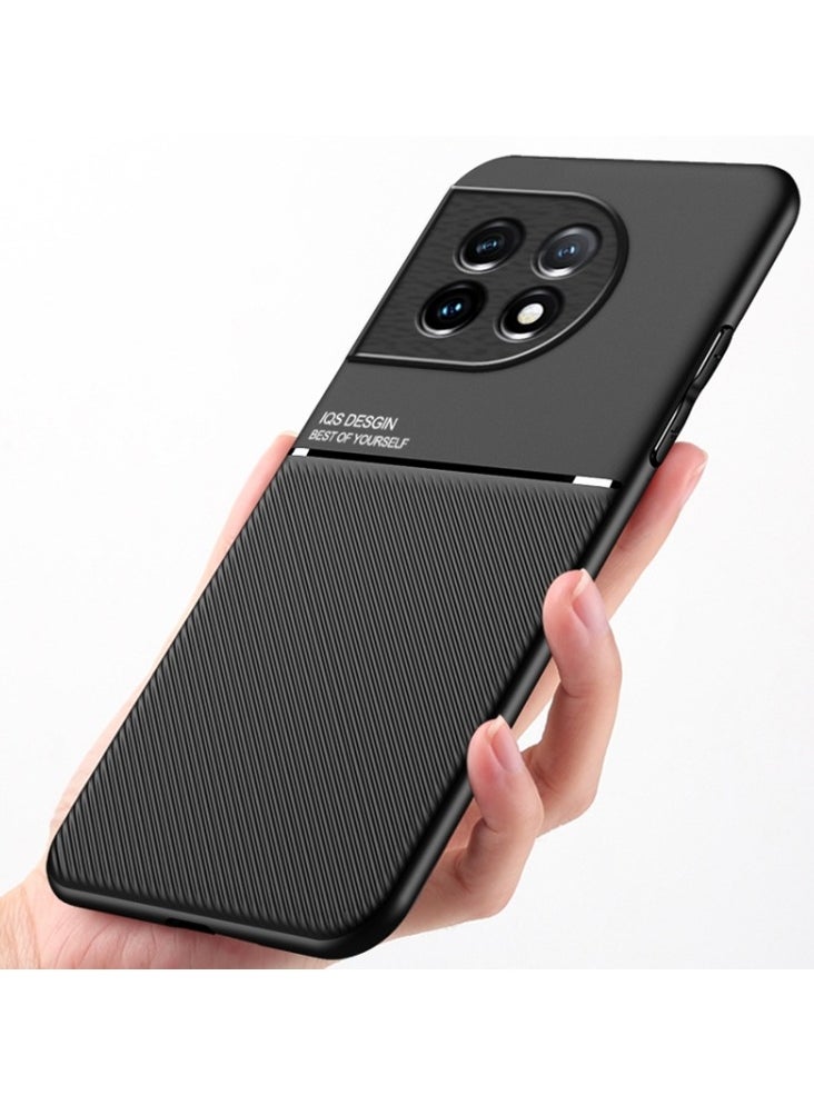 Zaboon For OnePlus 11 Classic Tilt Strip Grain Magnetic PC Hybrid TPU Phone Case(Black)  - Image 3