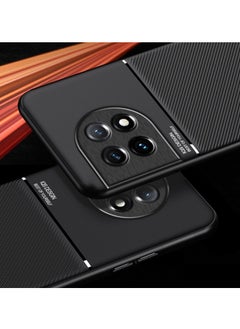 Zaboon For OnePlus 11 Classic Tilt Strip Grain Magnetic PC Hybrid TPU Phone Case(Black)  - Image 2