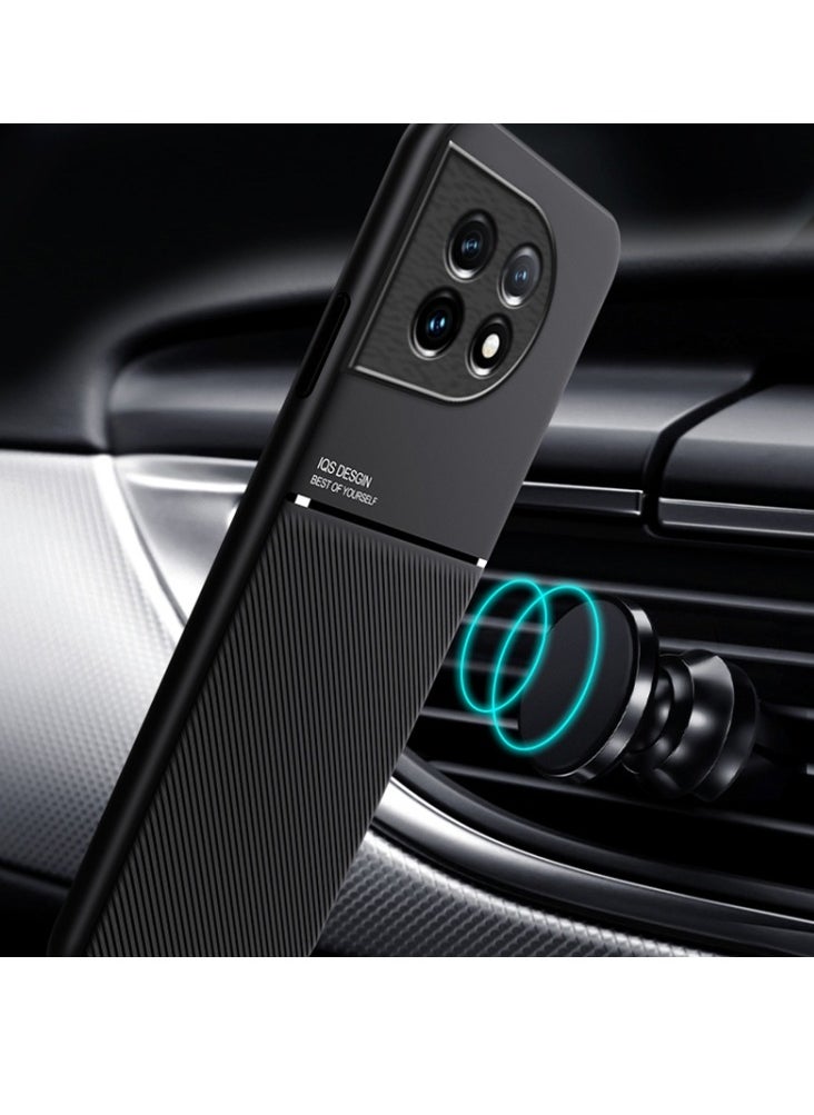 Zaboon For OnePlus 11 Classic Tilt Strip Grain Magnetic PC Hybrid TPU Phone Case(Black)  - Image 5