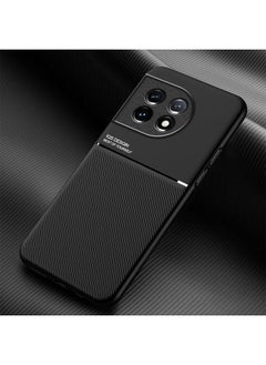 Zaboon For OnePlus 11 Classic Tilt Strip Grain Magnetic PC Hybrid TPU Phone Case(Black)  - Image 1