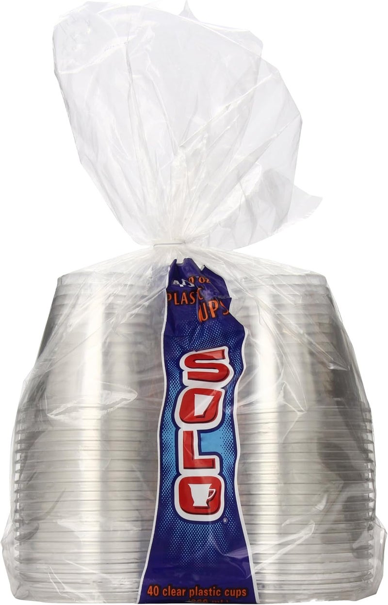Solo Clear Plastic Cups - 9 oz - 40 Count Pack