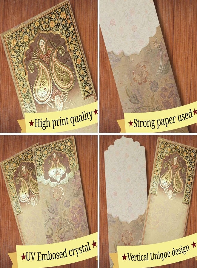 Fonsie cash shagun fancy design envelopes pack of 50 for gifting money on wedding gift, baby shower gift, shagun, family gatherings(Ambiyan, Vertical Style, Crystal work) - Image 2