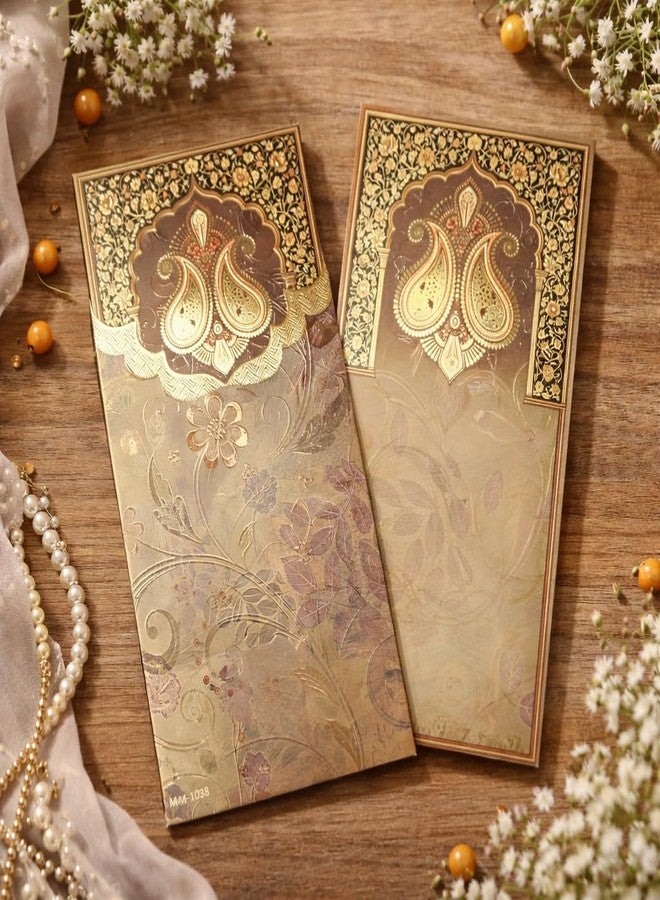 Fonsie cash shagun fancy design envelopes pack of 50 for gifting money on wedding gift, baby shower gift, shagun, family gatherings(Ambiyan, Vertical Style, Crystal work) - Image 1