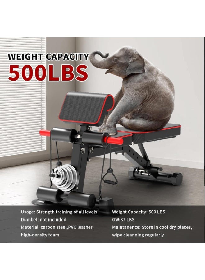 SportQ Multi-Use Exercise Bench – Adjustable Screw (Level/Incline/Straight) with Resistance Ropes and Biceps Exercise – Durable Iron Construction with High Density Padded Brushes for Home Gym - Image 3