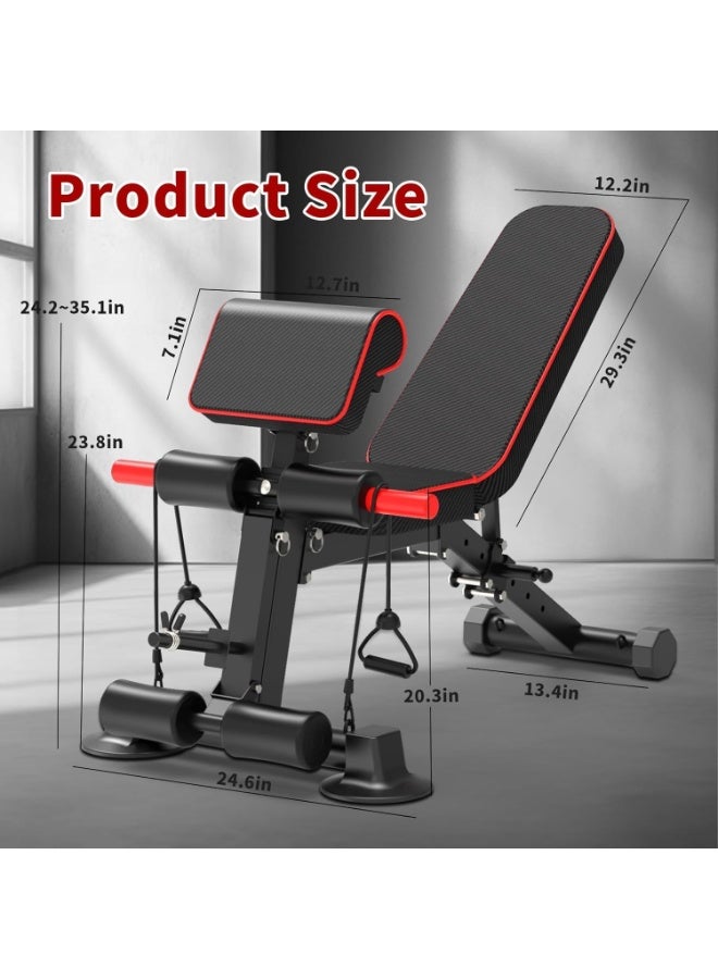 SportQ Multi-Use Exercise Bench – Adjustable Screw (Level/Incline/Straight) with Resistance Ropes and Biceps Exercise – Durable Iron Construction with High Density Padded Brushes for Home Gym - Image 5