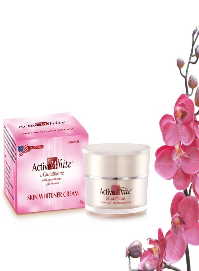 Active White L-Glutathione Night Cream | With Grapeseed Extract & Vitamin C | Herbal Skin Nourishing Formula for Natural Glow | 30g - Image 2