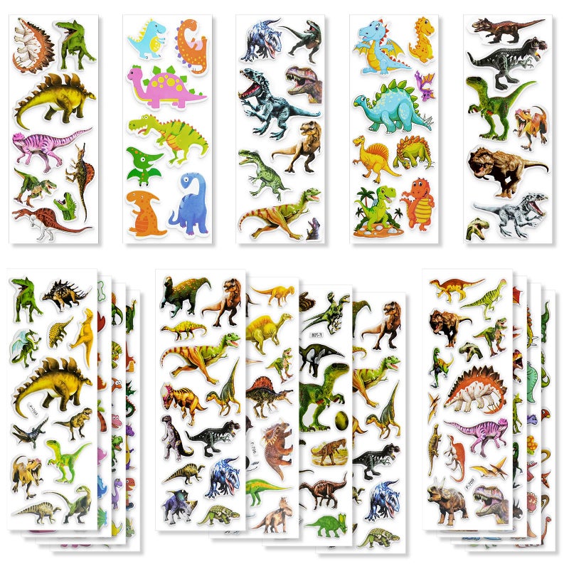 BEESTECH 24 Sheets Dinosaur Stickers 450 for Kids Boys Girls Toddlers Teacher Reward Stickers Potty Chart Training Dinosaur Party Favor Supplies Goody Bag StuffersPinata Filler