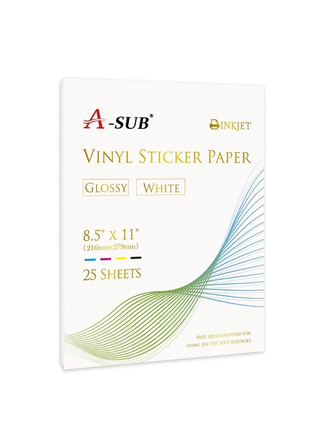 A-SUB 25 Sheets Vinyl Sticker Paper For Inkjet Printer Glossy Printable Vinyl 8.5X11 Inch Waterproof Sticker Paper For Diy Any Decal You Like - Image 1