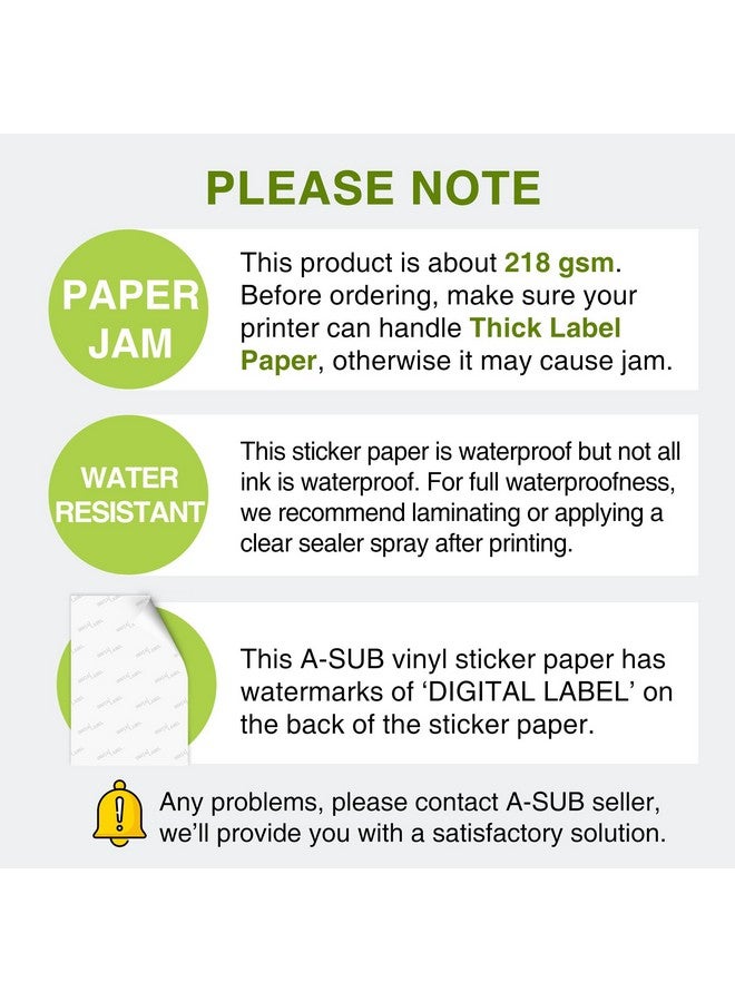 A-SUB 25 Sheets Vinyl Sticker Paper For Inkjet Printer Glossy Printable Vinyl 8.5X11 Inch Waterproof Sticker Paper For Diy Any Decal You Like - Image 3