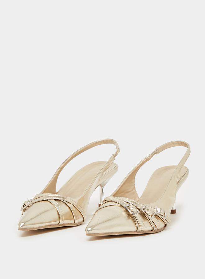 ستايلي حذاء بامب بمقدمة مدببة وسير خلفي - Image 4