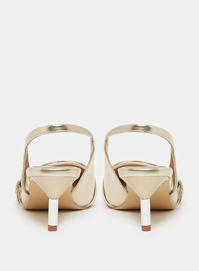 Styli Buckle Detail Slingback Pointed Toe Pumps