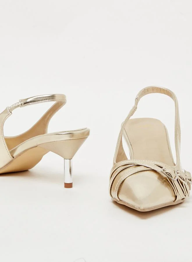 Styli Buckle Detail Slingback Pointed Toe Pumps