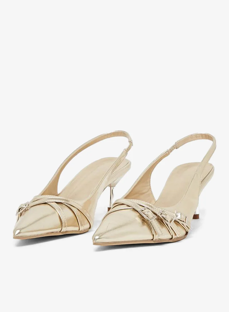 Styli Buckle Detail Slingback Pointed Toe Pumps