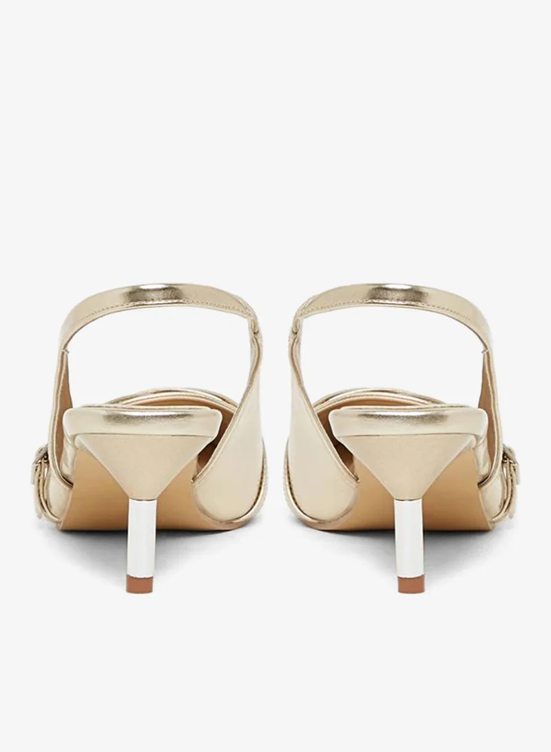 Styli Buckle Detail Slingback Pointed Toe Pumps