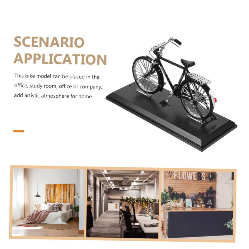 TOPPERFUN Bicycle Model, 8.65x5.11in Mini Bicycle Office Decoration, Home Retro BikeOrnaments, Alloy Vintage Bike Model for Home Bedroom Living Room Office Decoration - Image 3