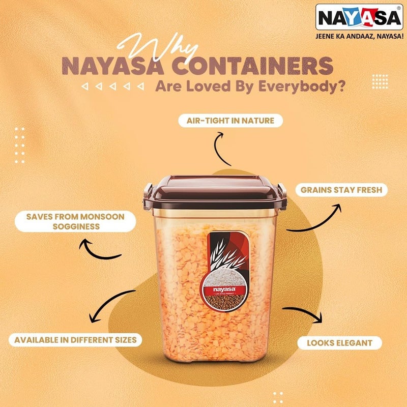 Nayasa Store In 17 | Storage Jar | Kitchen Organiser | BPA Free | Stackable | Modular | Air Tight Multi Purpose Container - For Rice, Flour, Cereals, Sugar & More (Brown,2pc,22 Liter)(SH) - Image 5