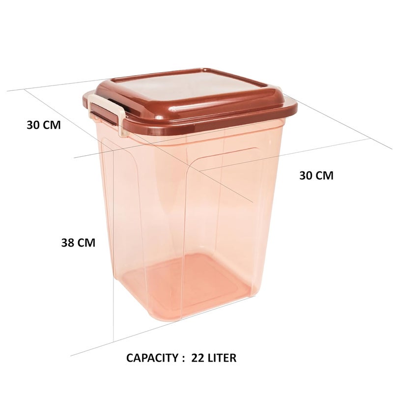 Nayasa Store In 17 | Storage Jar | Kitchen Organiser | BPA Free | Stackable | Modular | Air Tight Multi Purpose Container - For Rice, Flour, Cereals, Sugar & More (Brown,2pc,22 Liter)(SH) - Image 4