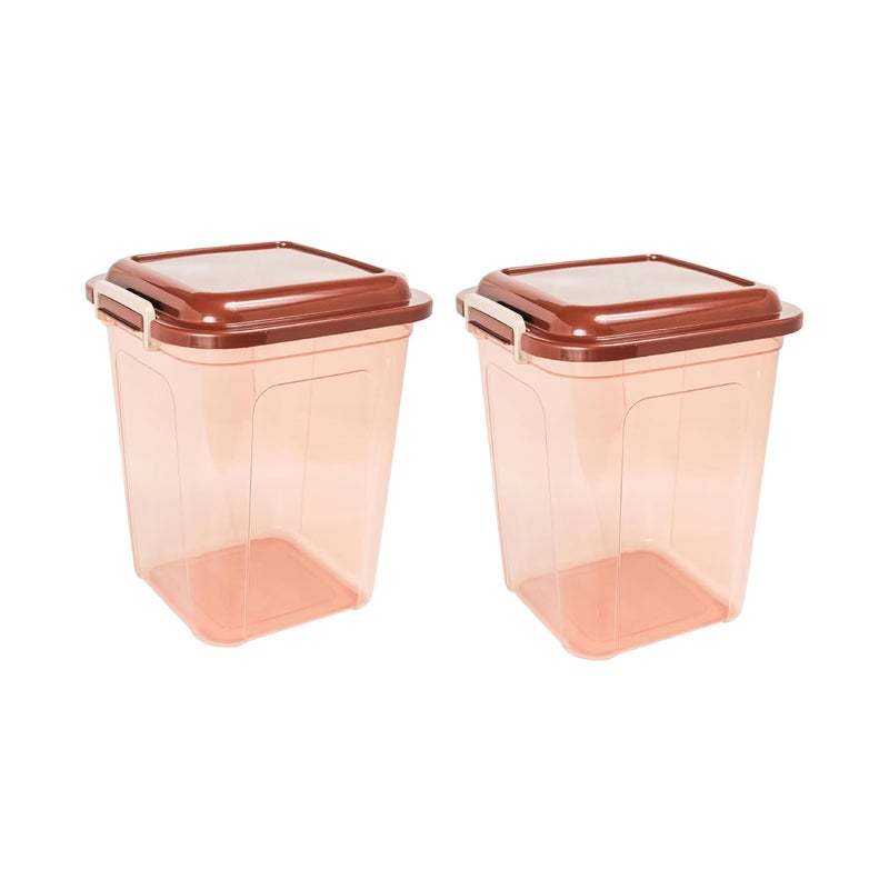 Nayasa Store In 17 | Storage Jar | Kitchen Organiser | BPA Free | Stackable | Modular | Air Tight Multi Purpose Container - For Rice, Flour, Cereals, Sugar & More (Brown,2pc,22 Liter)(SH) - Image 1