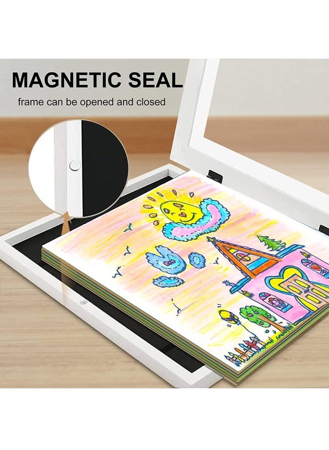 Muyixin - 2 Pcs Kids Art Frame Front A4 Flip Photo Picture Frames Opening Frames Artwork Display Storage Frames For Children Drawing Crafting Children Art Projects For Children Drawing Crafting Schoolwork (Whi - Image 1