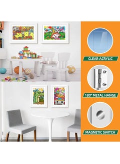 Muyixin 2 Pcs Kids Art Frame Front A4 Flip Photo Picture Frames Opening Frames Artwork Display Storage Frames For Children Drawing Crafting Children Art Projects For Children Drawing Crafting Schoolwork (Whi  - Image 3