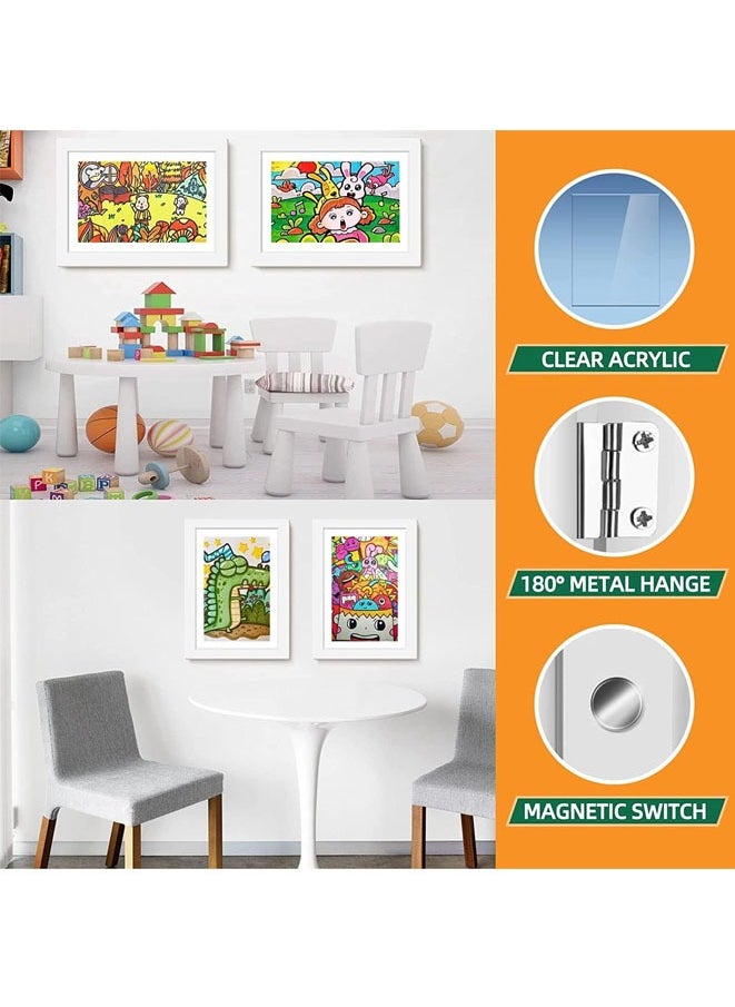 Muyixin - 2 Pcs Kids Art Frame Front A4 Flip Photo Picture Frames Opening Frames Artwork Display Storage Frames For Children Drawing Crafting Children Art Projects For Children Drawing Crafting Schoolwork (Whi - Image 1