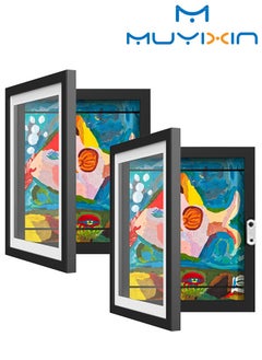 Muyixin 2 Pcs Kids Art Frame Front A4 Flip Photo Picture Frames Opening Frames Artwork Display Storage Frames For Children Drawing Crafting Children Art Projects For Children Drawing Crafting Schoolwork (Whi  - Image 1