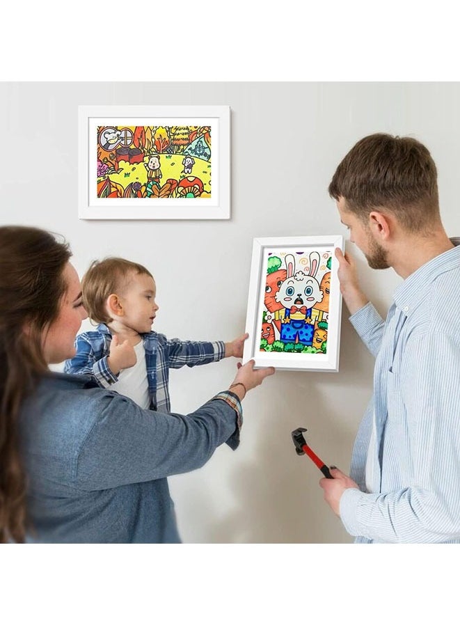 Muyixin - 2 Pcs Kids Art Frame Front A4 Flip Photo Picture Frames Opening Frames Artwork Display Storage Frames For Children Drawing Crafting Children Art Projects For Children Drawing Crafting Schoolwork (Whi - Image 1